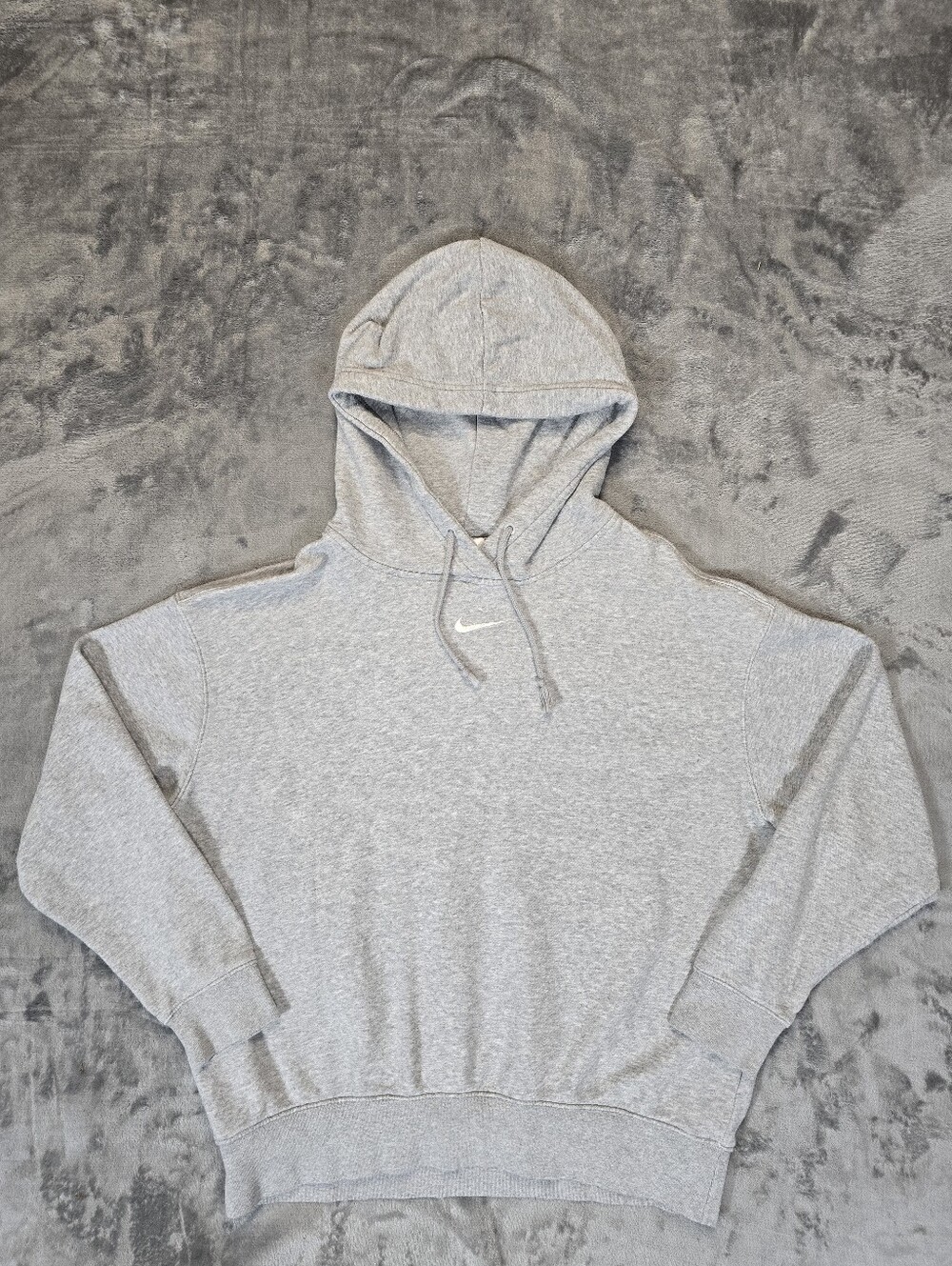 Nike Center Check Hoodie Size Small Gray Pullover Boxy